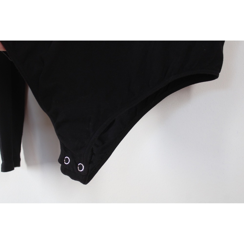 Enza Costa Size S Black Bodysuit Long Sleeve Cotton Lycra Crew Neck SJB7027 - Picture 3 of 10
